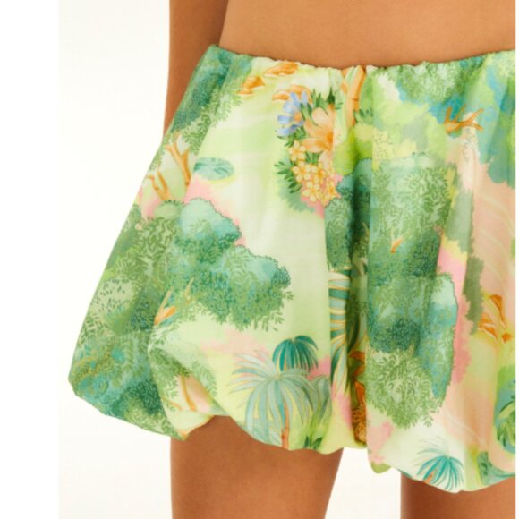 FARM Rio Pants - FARM Rio Pastel Green Tropical Bubble-Hem Skort